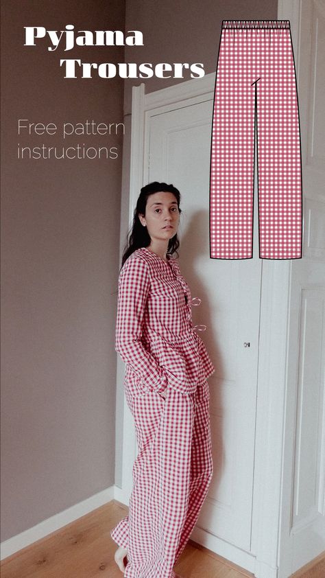 Learn how to draft this pattern and sew it for yourself! How To Draft Pants Pattern, Pyjamas Pattern Free, Beginner Pants Sewing Pattern, Free Pyjama Sewing Patterns, Pj Pants Pattern Free, Pyjama Sewing Pattern, Pajama Pants Pattern Free, Pajama Sewing Pattern, Pajama Pants Pattern