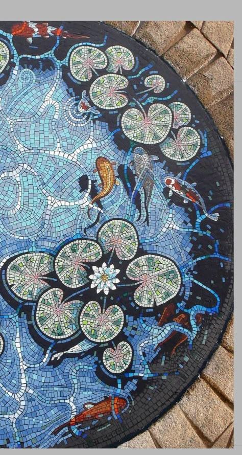 Mosaic Pond Ideas, Large Mosaic Wall Art, Mosaic Cabinet, Diy Glass Mosaic, Water Mosaic, Mosaic Tile Ideas, Ancient Alexandria, Fish Mosaic, Mosaic Mural