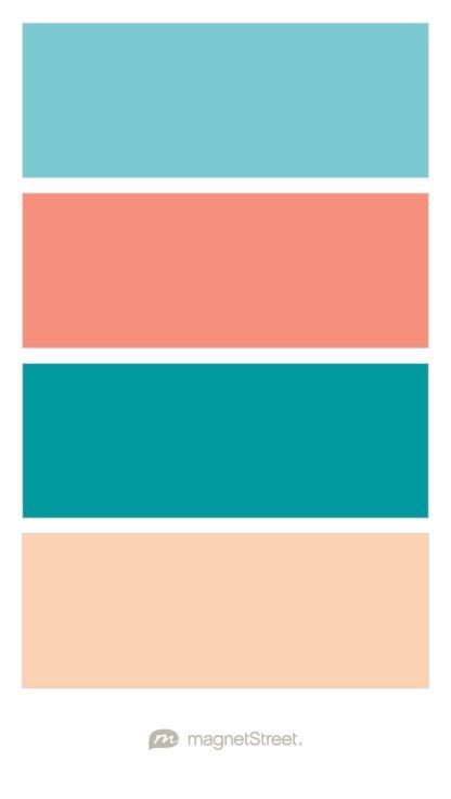 Teal And Peach Wedding, Turquoise Coral Weddings, Coral Living Rooms, Coral Color Schemes, Peach Color Schemes, Teal And Peach, Turquoise Color Scheme, Coral Wedding Colors, Peach Wedding Colors