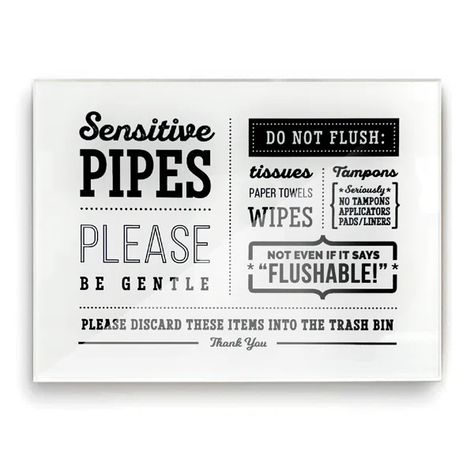 Sensitive Pipes Do Not Flush Sign Sensitive Septic Sign, Do Not Flush Feminine Products Sign, Septic Sign, Do Not Flush Sign, Acrylic Bathroom, Feminine Products, Homemade Signs, Wash Dry Fold, Laundry Signs