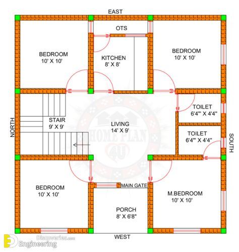 Different Types Of House Design Plans - Engineering Discoveries Small House Design Floor Plan, Smart House Plans, Perfect House Plan, Drawing House Plans, House Plan Design, House Design Plans, 30x40 House Plans, Different Types Of Houses, Indian House Plans