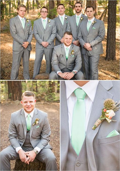 Mint Groomsmen Attire, Peach And Seafoam Wedding, Seafoam Mint Wedding, Mint Green Groomsmen Attire, Mint And Grey Wedding, Light Green Groomsmen Attire, Seafoam Green Wedding Colors, Seafoam Wedding Colors, Mint Green And Grey Wedding