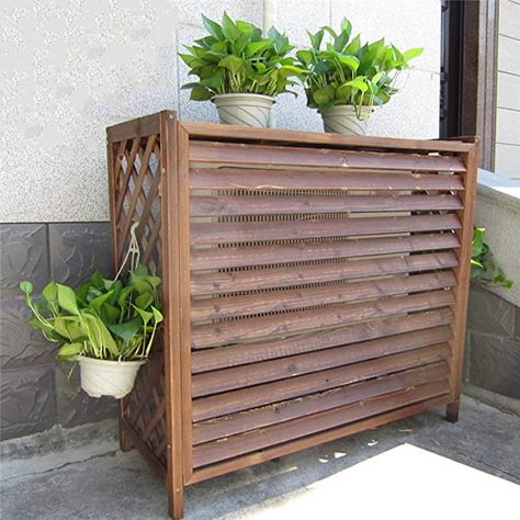 Air Conditioner Rack Privacy Fence Solid Wood AC Covers Trash Can Enclosure Outdoor Divider Decorative Privacy Fence Screen Flower Stand Free Standing for Patio Garden Balcony ( Size : 85x35x80cm/34x1 : Amazon.co.uk: Garden Decorative Privacy Fence, Trash Can Enclosure, Outdoor Divider, Air Conditioner Cover Outdoor, Outdoor Air Conditioner, Ac Cover, Fence Screen, Privacy Fence Screen, Air Conditioner Cover