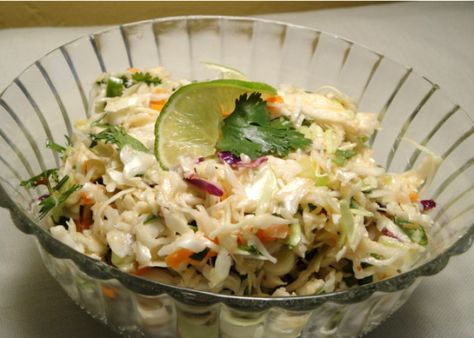 A combination of Kalyns Kitchens Spicy Mexican Slaw and few adaptions of mine to eliminate the mayo in the dressing. Mexican Coleslaw, Mexican Slaw, Chipotle In Adobo Sauce, Jimmy Buffet, Vinaigrette Recipe, Lime Vinaigrette, Vegetarian Cabbage, Vinaigrette Recipes, Coleslaw Recipe