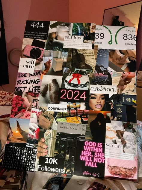 Vision board Vision Board Inspo Pictures College, What To Add To A Vision Board, Vision Board Pictures Social Media, 2025 Vision Board Poster, Group Vision Board Ideas, Artist Mood Board Inspiration, Vision Board Necessities, Dream Poster Board Ideas, Pictures On The Wall Ideas Bedrooms