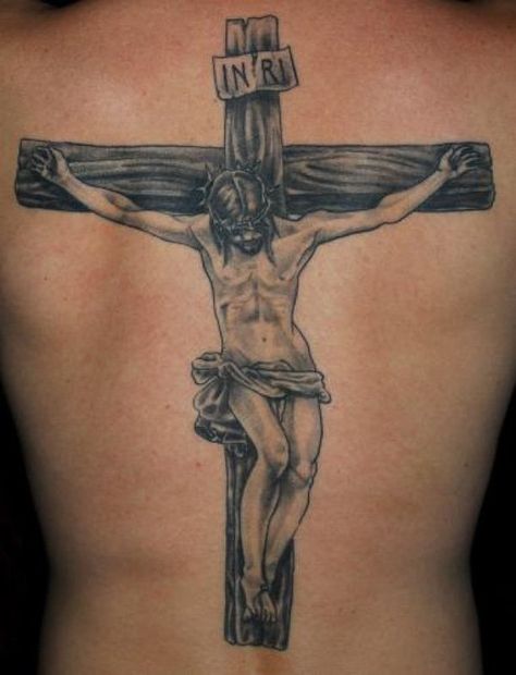 Jesus Chirst tattoo - Jesus Chirst tattoo is to express the belief and love of God, and his greatest sacrifice. Johnny Tattoo, Jesus On Cross Tattoo, Rose Tattoo Black, Christian Cross Tattoos, Acab Tattoo, Crucifix Tattoo, Christus Tattoo, Faith Tattoos, Jesus Christ Tattoo