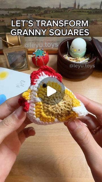 Crochet Granny Square Chickens, Crochet Chicken Ornament, Crochet Chicken Granny Square, Crochet Granny Square Chicken, Granny Square Chicken Free Pattern, Crochet Baby Chick, Crocheted Chicken Patterns, Chicken Granny Square Crochet Pattern, Granny Square Chicken