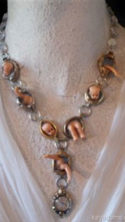 Kay Adams, Found Object Jewelry, Weird Jewelry, Doll Jewelry, Mia 3, Dope Jewelry, Theme Halloween, Doll Parts, Cute Necklace