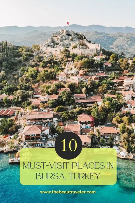 Discover the 10 must-visit places in Bursa, Turkey! From the historic Ottoman village in Cumalikizik to the picturesque Uludağ Mountain, explore the best attractions this vibrant city has to offer. Perfect for history buffs and nature lovers alike, Bursa promises unforgettable experiences. Check out our comprehensive guide for all the top spots you can't miss on your next trip. Great Places To Travel, Place To Travel, Bursa Turkey, Turkey Travel Guide, Visit Turkey, Turkey Destinations, Visit Places, Countries To Visit, Road Trip Hacks