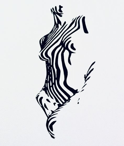 Curvy Lines Tattoo, Illusion Art Tattoo, Abstract Body Drawing, Line Art Design Graphics, Fluid Tattoo Design, Black Abstract Tattoo, Abstract Line Tattoo, Black Line Drawing, Swirl Tattoo