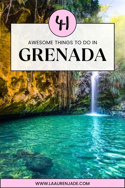 waterfall in grenada showcasing the best things to do in grenada caribbean Grand Anse Beach Grenada, Things To Do In Grenada, St Georges Grenada, Grenada Aesthetic, Grenada Vacation, Grenada Spain, Grenada Carnival, Grenada Island, Grenada Caribbean