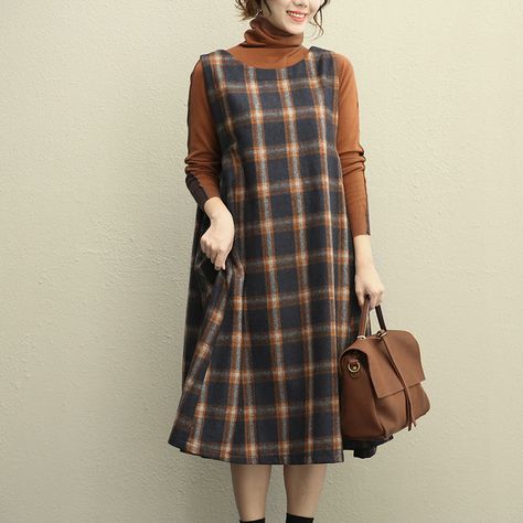 Plaid Jumper Dress, Plaid Jumper, Summer Dresses Online, Pants Overalls, Overalls For Women, Dresses Linen, Black Long Sleeve Sweater, Comfy Clothing, Loose Dresses