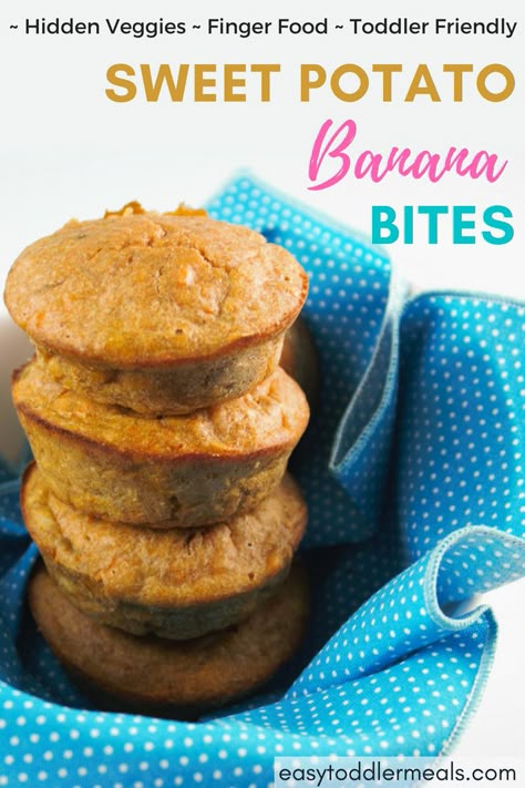 Veggies For Breakfast, Sweet Potato Banana, Easy Toddler Meals, Healthy Sweet Snacks, Delicious Clean Eating, Banana Bites, Baby Finger Foods, Hidden Veggies, Healthy Muffins