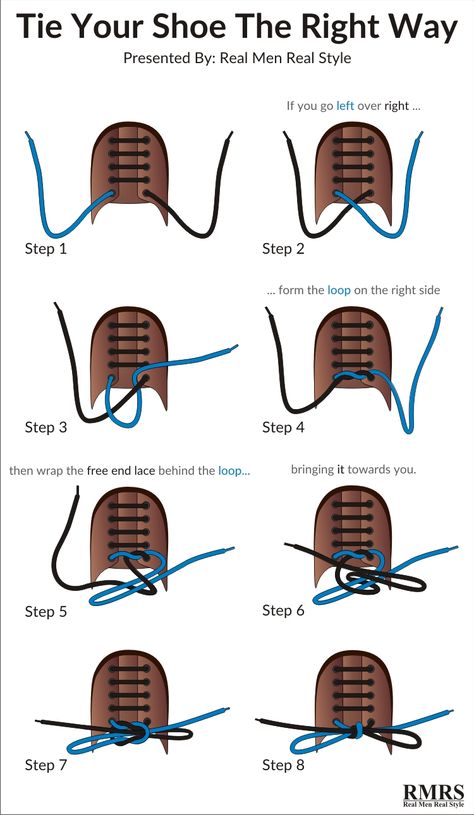 How To Tie Your Shoes The Right Way? https://www.realmenrealstyle.com/tie-shoes-infographic/ How To Tie Dress, How To Tie Laces, Tie Your Shoes, Real Men Real Style, How To Tie Shoes, Shoes Hack, Simple Shoes, Fashion Tutorial, Men Style Tips