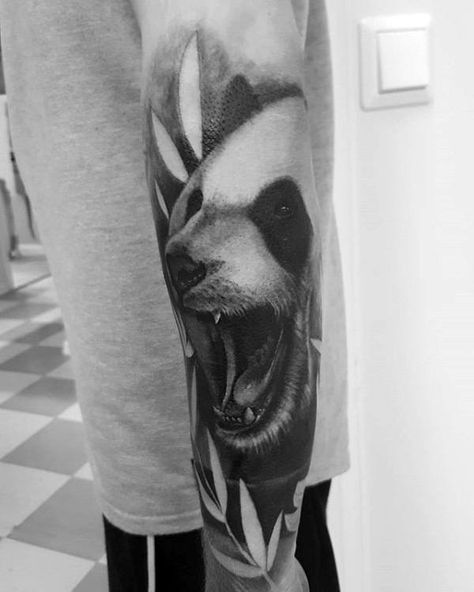 Bear Tattoos Feminine, Cute Panda Tattoo, Tattoo Panda, Panda Bear Tattoos, Tattoos Feminine, Professional Tattoo Kits, Bear Tattoo Designs, Panda Tattoo, Bear Tattoos