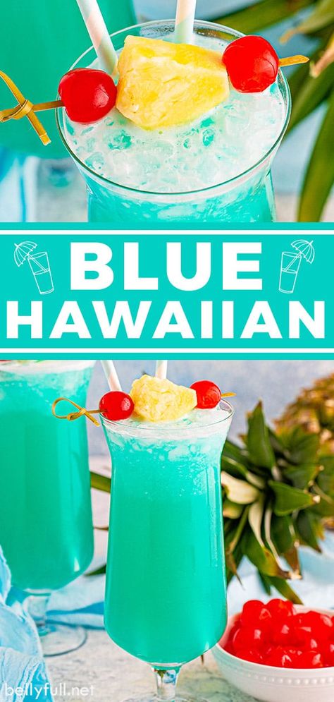 Sit back and relax with a refreshing and delicious Blue Hawaiian cocktail! This Blue Hawaii drink is super easy to make with just a few ingredients and every sip will transport you to someplace tropical. Blue Hawaiian Drink Recipe, Blue Hawaii Drink, Blue Hawaiian Drink, Blue Hawaiian Cocktail, Blue Hawaii Cocktail, Cocktails Made With Rum, Blue Hawaiian Punch, Hawaiian Drinks, Hawaiian Cocktails