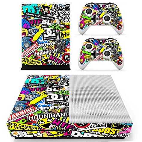 SKINOWN Xbox One S Slim Skin Art Bombing Slapping Sticker Vinly Decal Cover for Xbox One SXB1 S Console and 2 Controller Skins ** Details can be found by clicking on the image.Note:It is affiliate link to Amazon. Original Xbox, Video Games Xbox, Xbox One Controller, Novel Games, Sticker Bomb, Xbox One S, Video Accessories, Xbox Games, Video Game Accessories