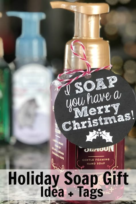 Christmas Hand Soap Gift Tags, Christmas Hand Soap Gift Ideas, Soap Neighbor Gift Free Printable, Hand Soap Tags Free Printable, Bath And Body Works Hand Soap Gift Ideas, Hand Soap Gifts, Hand Soap Gift Tags Printables Free, Hand Soap Christmas Gift Tag, Hand Soap Gift Tag