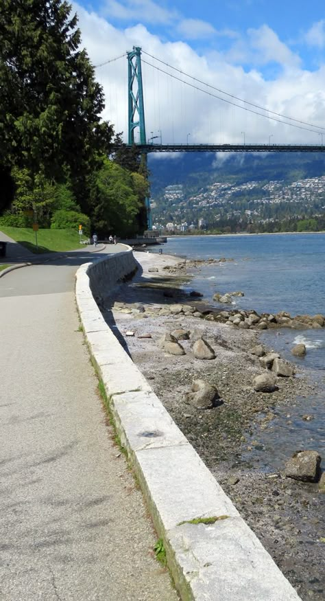 On the seawall around Stanley Park, Vancouver - Lions Gate Bridge Seawall Vancouver, Vancouver Seawall, Stephanie Archer, Behind The Net, Vancouver Beach, Lions Gate Bridge, Stanley Park Vancouver, Vancouver Travel, Lions Gate