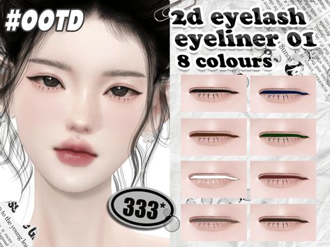 Eyelash Eyeliner, Sims 4 Piercings, Sims 4 Cc Eyes, The Sims 4 Skin, Makeup Cc, Korean Eye Makeup, Sims 4 Cc Makeup, Sims 4 Cc Skin, Sims 4 Expansions