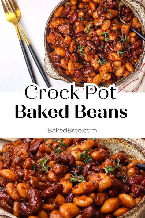 Crockpot Baked Beans, Beans Recipe Crockpot, Beans Baked, Baked Beans Crock Pot, Slow Cooker Baked Beans, Easy Baked Beans, Beans In Crockpot, Slow Cooker Baking, Baked Bean Recipes