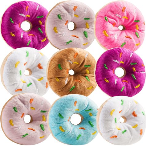 PRICES MAY VARY. PACK OF 12 PLUSH DONUT TOYS: Each pack of plush donuts includes 12 donut toys with sprinkles and assorted colors. Includes 6 Different bright colors including: white, blue, brown pink hot pink and light pink. Realistic looking plush donuts measure 5 inches in diameter YOU 'DONUT' WANT TO MISS THESE: You and your guests will not get over how absolutely adorable these plush donuts are! Kids love to play with them and are sure to be a hit at you child's next donut theme birthday pa Donut Birthday Party Decorations, Donuts With Sprinkles, Donut Party Supplies, Donut Theme Party, Rainbow Donut, Donut Party Favors, Donut Themed Birthday Party, Donut Pillow, Donut Birthday Parties