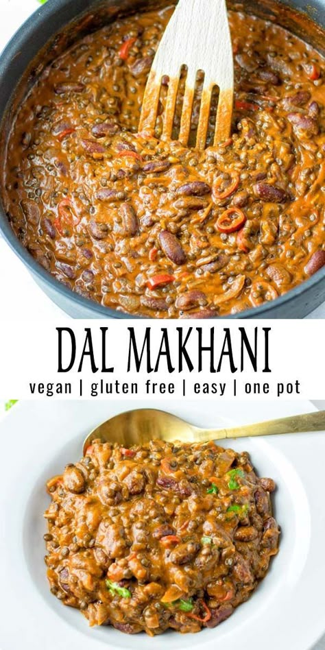 This Dal Makhani is a simple one pot meal and made with a spice mix which makes this dish so delicious. It is ready in 30 minutes and will be a favorite in no time that the whole family will love. #vegan #dairyfree #vegetarian #glutenfree #onepotmeals #dinner #lunch #mealprep #comfortfood #contentednesscooking #dalmakhani #madraslentils Vegetarische Diners, Dal Makhani, One Pot Meal, Salad Pasta, Spice Mix, Lentil Recipes, Vegan Dinner Recipes, Vegan Eating, Vegan Recipes Easy