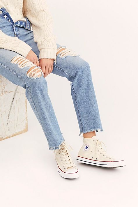 High Top Converse Outfit, High Top Outfit, Chuck Taylors Outfit, Chucks Outfit, Womens White Converse, High Tops Outfit, Off White Converse, Hi Top Converse, High Top Converse Outfits