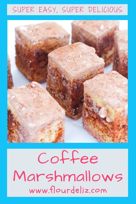 Coffee Marshmallows are surprisingly easy to make, and they happen to be gluten free and dairy free too. These flavored marshmallows are the perfect no-bake recipe! You don't want to miss it so check out how to make these homemade marshmallows now! Elevated Smores, Coffee Marshmallows, Marshmallow Squares, Marshmallow Recipes, Homemade Marshmallow Recipe, Marshmallow Recipe, Gourmet Marshmallow, Flavored Marshmallows, How To Make Marshmallows