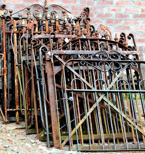 Dream to find all these beautiful antique wrought iron gates, circa 1880's - Southern Accents Architectural Antiques - www.sa1969.com Old Garden Gates, Old Gates, Garden Gates And Fencing, Southern Accents, Wrought Iron Fences, Aluminum Fence, Wrought Iron Gates, Metal Fence, Iron Fence