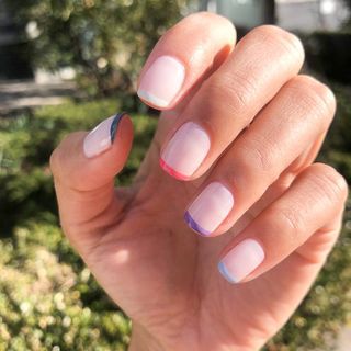 Multi Color French Tip, Color French Tip, Pastel Tips, Color French Manicure, Colored Nail Tips, French Manicure Designs, French Tip Nail Designs, French Manicure Nails, Tip Nails