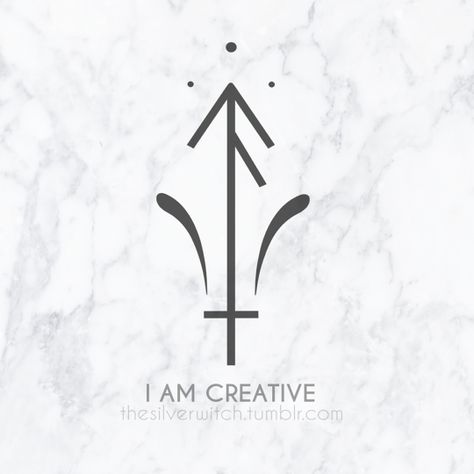 "I am creative.” I first painted this sigil on canvas and hung it up over my desk! I meditate on it when I’m feeling creatively blocked. Now I want to digitally share it with all of you! I think it... I Am Symbol, Symbol Of Creativity, Sigil For Creativity, Creativity Sigil, Symbol For Creativity, Creativity Symbol, Sigils And Meanings, Creative Symbol, Witch Symbols