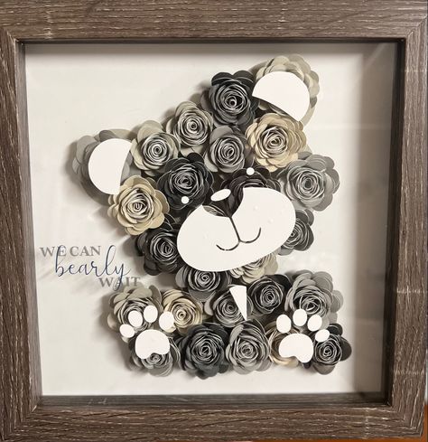 Rolled Flower Shadow Box Ideas, Cricut Shadow Box Ideas, Flower Shadow Box Ideas, Shadow Box Ideas, Baby Shadow Box, Scrapbook Frame, Shadow Box Gifts, Flower Shadow, Box Flowers