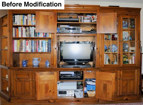 Furniture Retrofit - Pine Wall Unit (FR-8) - Tv Back Wall, Painted Entertainment Centers, Wall Entertainment Center, Small Tv, Panel Tv, Decorative Columns, Pine Walls, Entertainment Center Repurpose, Large Tv