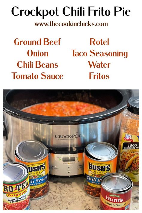 Chilli With Fritos, Slow Cooker Frito Chili Pie, Chili With Fritos, Crock Pot Frito Chili Pie, Fritos Pie Recipe, Frito Pie Chili Recipe Crockpot, Chili Fritos Recipe, Chili Frito Pie Recipe Easy, Frito Pie Recipe Crockpot