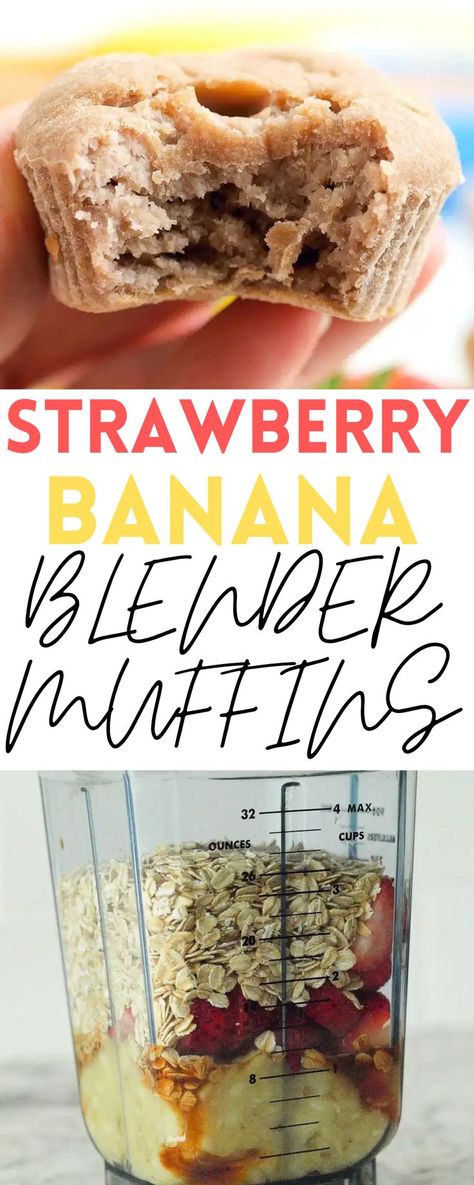 Strawberry Banana Recipes Healthy, Breakfast Blender Recipes, Strawberry Banana Muffins For Baby, Blender Muffins Toddler, Strawberry Toddler Recipe, Blender Muffins Banana, Banana Bread For Toddlers, Gluten Free Blender Muffins, Blw Banana Muffins