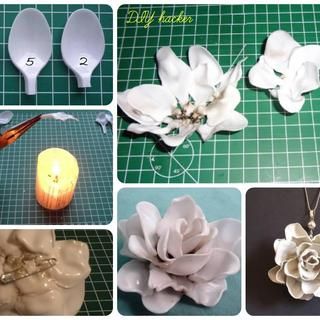 Plastic spoon flower (DIY) Plastic Spoon Art, Plastic Spoon Crafts, Plastic Bottle Craft, Bottle Craft Ideas, Spoon Craft, Craft Ideas Easy, Bottle Flowers, Plastic Bottle Flowers, Spoon Crafts