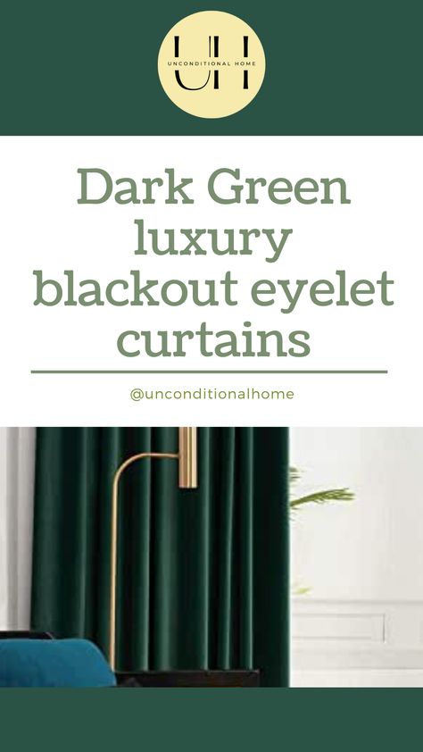 Dark Green velvet eyelet curtains Living Room Dark Green, Green Walls Living Room, Dark Green Living Room, Living Room Dark, Green Living Room, Green Luxury, Room Dark, Dark Green Velvet, Eyelet Curtains