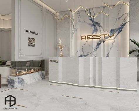 Resty Beauty Clinic on Behance Luxury Dental Clinic Design, Clinic Reception Design, Luxury Clinic, Clinic Decoration, Clinic Interior Design, Beauty Clinic, Reception Design, Clinic Design, Neo Classic