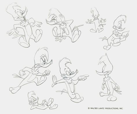 Woody The Woodpecker Tattoos, Woody Woodpecker Tattoo, Woody Woodpecker Drawing, Types Of Drawing Styles, Woody Woodpecker, Character Model Sheet, Drawing Cartoon Characters, Pokemon Coloring Pages, Model Sheet