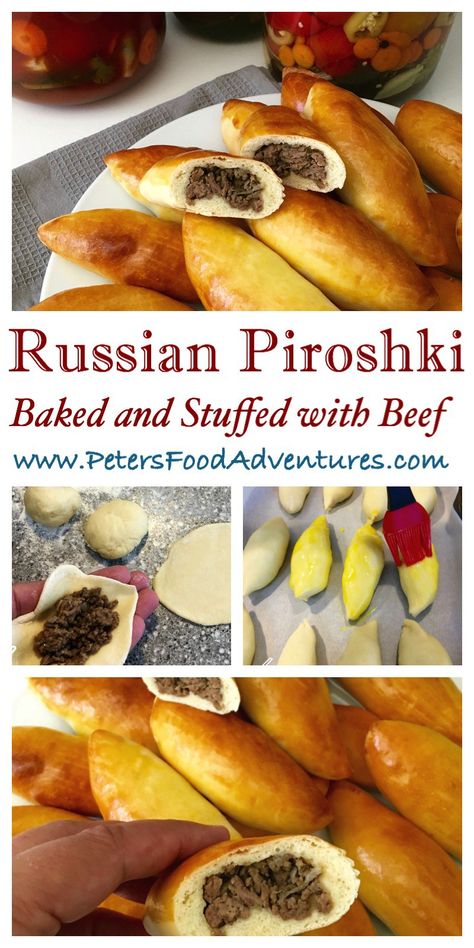 Baked Not Fried! A Classic Russian Meat Pie Stuffed with Ground Beef. Baked Beef… Pirozhki Recipe, Piroshky Recipe, Russian Foods, Croatian Food, Russian Dishes, Eastern European Recipes, Hand Pie, Foreign Food, Ukrainian Recipes