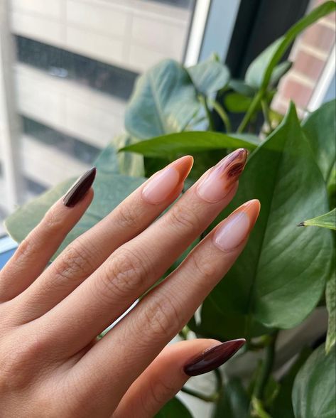 Brown And Orange Nails, Nails Inspiration Dark, Marble Falls, Marble Nails, Orange Nails, Autumn Nails, Marble Design, Burnt Orange, French Nails