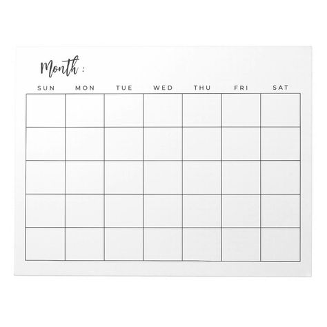 Blank monthly calendar notepad Cute Calendar Template, Journal Ideas Templates, Monthly Schedule, Calendar Design Template, Money Planner, Blank Monthly Calendar, Digital Journaling, Calendar Layout, Bullet Journal Ideas Templates