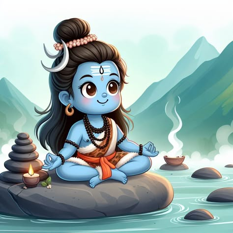 Shiv Ji Cute Images, Cute Shivji Drawing, Shiv Cartoon Image, Shivji Canvas Painting, Vishnu Drawing, Little Krishna Cute Pics, Mehendi Sketch, Cute Shiva, Shiva Pictures