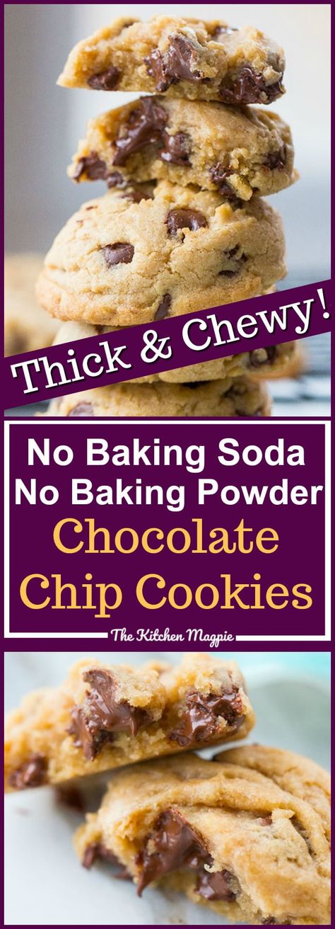 How to make delicious chocolate chip cookies recipe without baking soda or baking powder! This recipe will ensure that you have amazing cookies - without baking powder or soda! Recipe from @kitchenmagpie Cookie Recipe Without Baking Soda, Chewy Chocolate Chip Cookies Recipe, Amazing Cookies, Homemade Chocolate Chips, Homemade Chocolate Chip Cookies, Easy Chocolate Chip Cookies, Soda Recipe, Chocolate Chip Cookie Recipe, Washing Soda