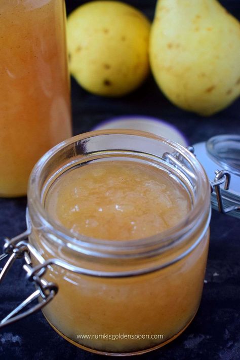 Pear Jam Recipe No Pectin, Asian Pear Jam, Asian Pear Jam Recipe, Pear Jam Recipe, Easy Jam Recipe, Canning Pears, Easy Jam, Freezer Jam Recipes, Canned Pears