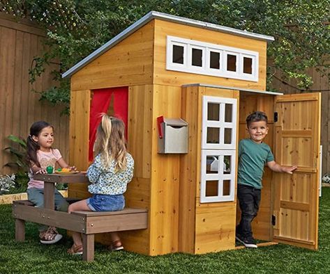 Garden Playhouse, Outdoor Playhouse, Playhouse Outdoor, Wooden Playhouse, Grilling Gifts, Fancy Houses, Multiplication For Kids, Kids Playhouse, Outdoor Grill