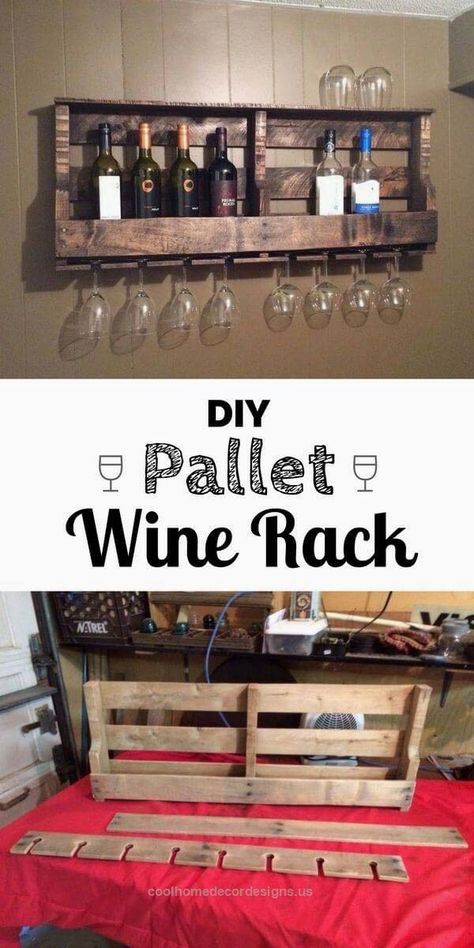 55 DIY Rustic Organizing and Storage Ideas To Help You Keep Everything In Place | Decor Home Ideas Wood Pallet Wine Rack, Pallet Wine Rack, Pallet Wine, Cute Dorm Rooms, Pretty Kitchen, Diy Wine Rack, Diy Holz, Kitchen Diy, Diy Wine