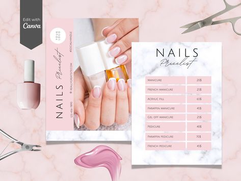 Nail price list, pricing list, price sheet template, nail tech flyer, for nail technician, salon price list,  NT-PM Nail Price List, Menu Nail, Nail Tech Flyer, Men Manicure, Nails For Men, Pricing List, Salon Price List, French Pedicure, Instagram Feed Planner