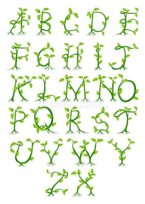 Vine Letters, Typography Fonts Alphabet, Nature Letters, Nature Font, Vine Font, Fonts Handwriting Alphabet, Lettering Styles Alphabet, Fonts Handwriting, Draw Hands